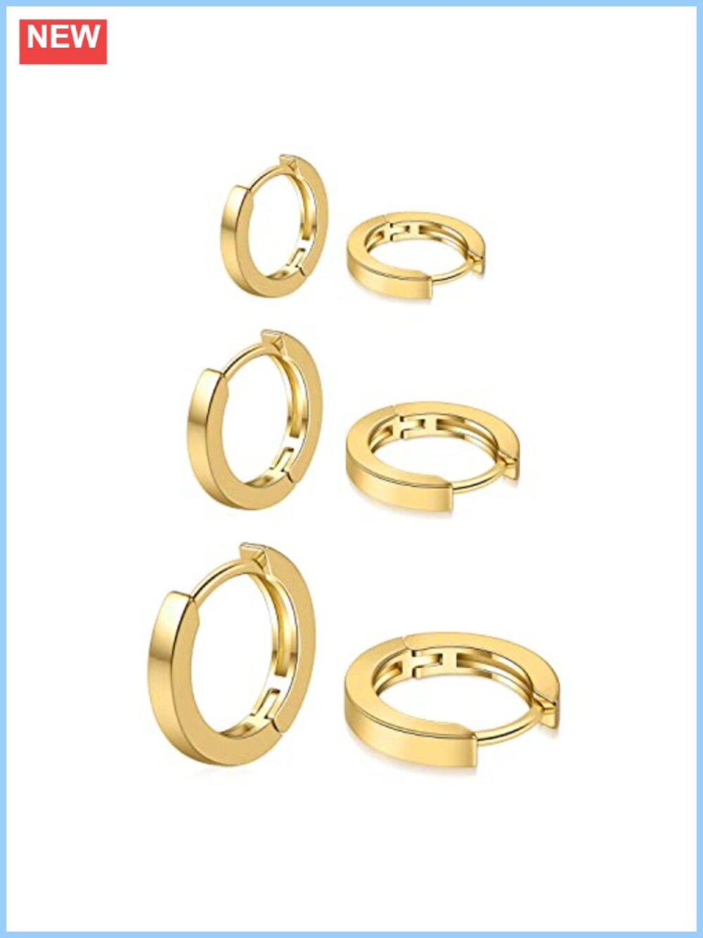 Small 14K Gold Plated Hoop Huggie Earrings Set for Women Men
